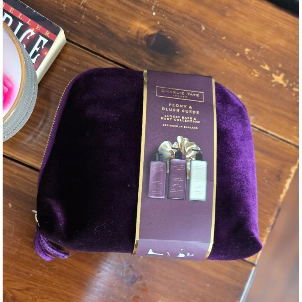 Charlie Tate London Peony & Blush Suede Shower Gel, Body Lotion & Bubble Bath